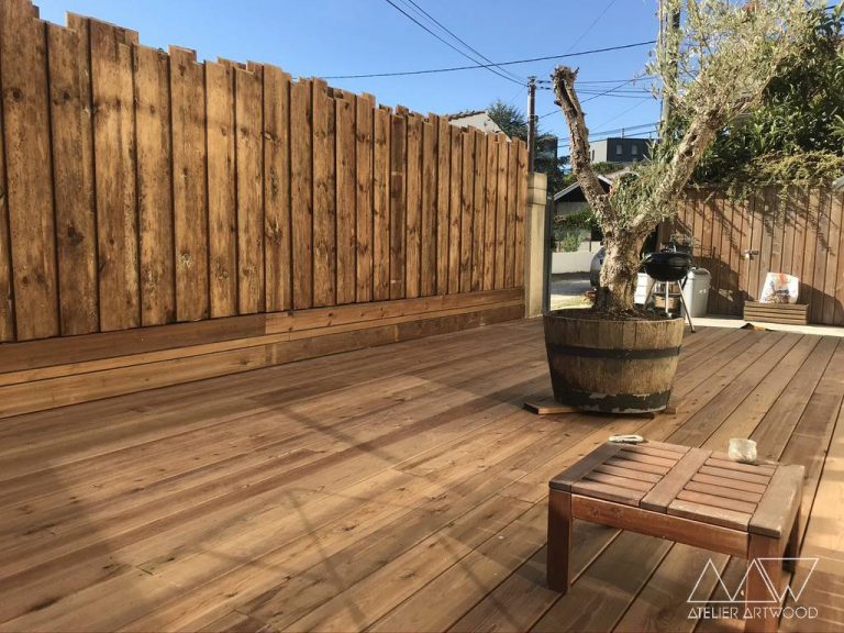 Clôture en bois sur terrasse à Bordeaux