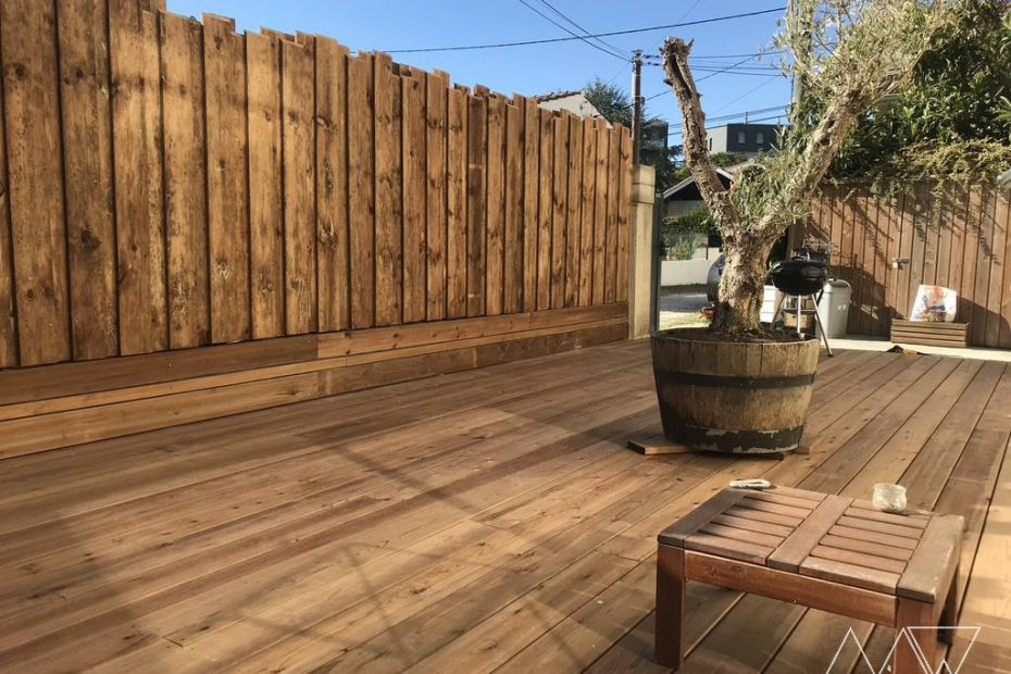 Clôture en bois sur terrasse à Bordeaux